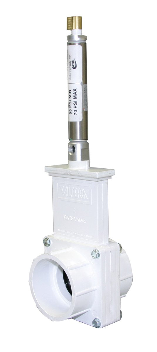 Valterra 6201P PVC Pneumatic Gate Valve, Black, 2" Slip , Metal Air Cylinder