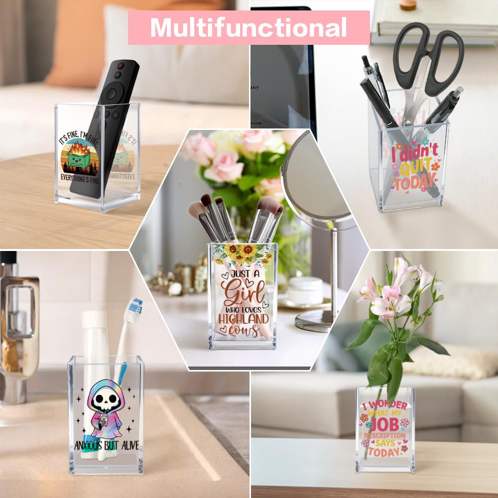 Vgrti I Didn't Quit Today Acrylic Pen Holder Cup Set 2, Cute Pencil Holder Desk Organizer, Funny Desk Accessories, Work Humor Gifts, Sarcastic Office Gifts for Women Coworkers Teachers Besties Nurses