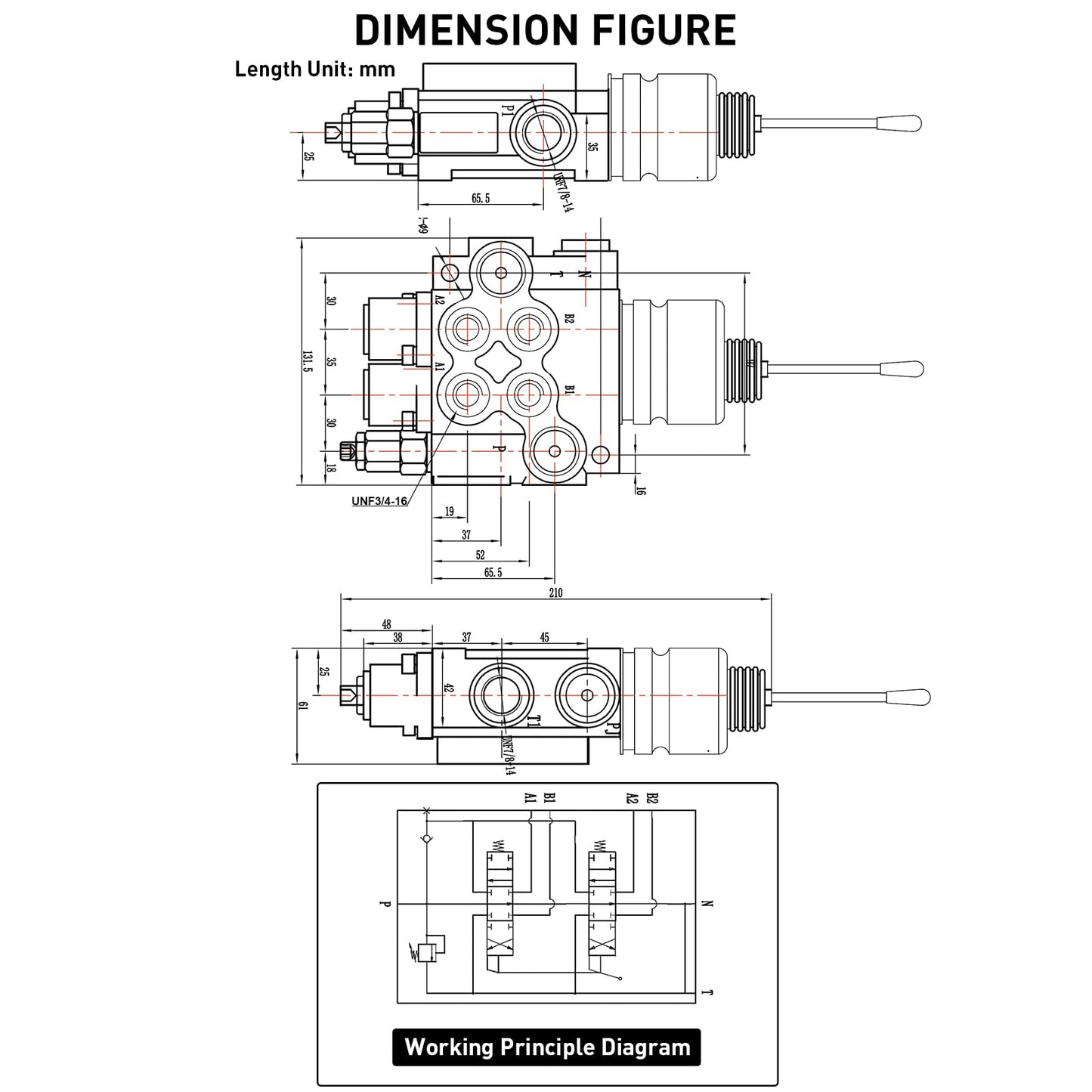 INPANOLS Hydraulic Control Valve with Joystick, 2 Spool 11GPM Hydraulic Directional Valve for Log Splitters, Tractors Loaders