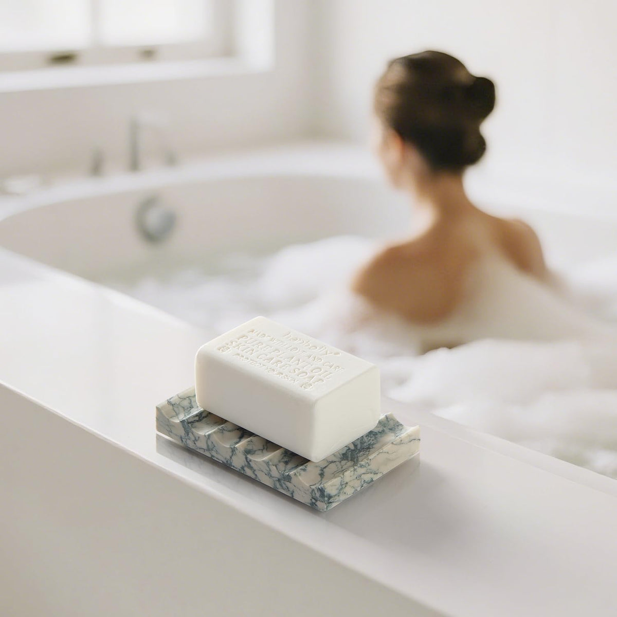 Real Luxurious Natural Marble Soap Dish for Shower,soap Dish for Bathroom,Non-Ceramic/Non-Resin Stone soap Tray(Cyan Green)