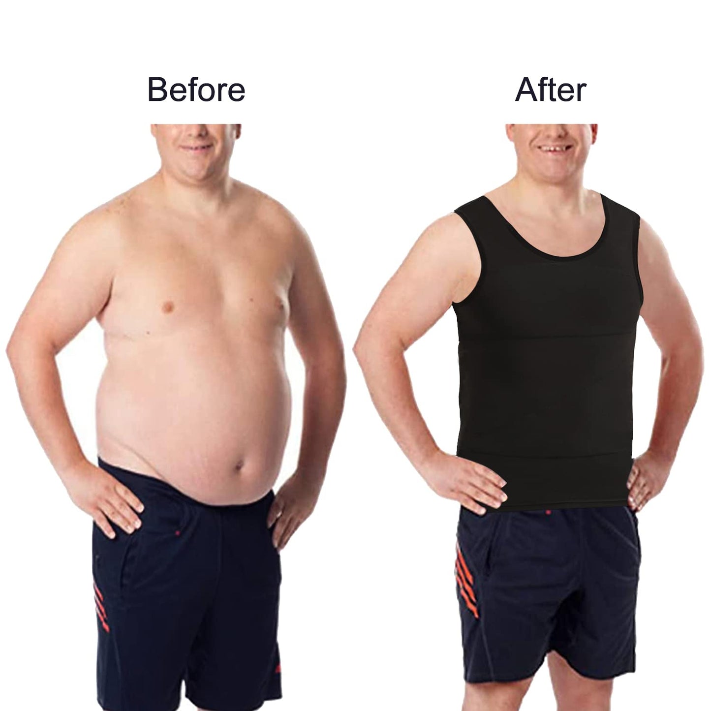 Lgtfy Mens Gynecomastia Compression Shirts, Slimming Body Shaper Tank Top, Tummy Control Undershirts - Change in Seconds Black