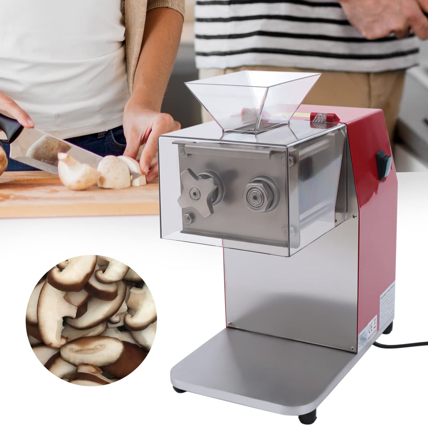 1100W Meat Cutter Machine,Commercial Meat Slicer Cutting Machine with Large Inlet 3.5mm Stainless Steel Meat Slicer Shredder for Cutting Boneless Meat Chicken Lamb Beef, Vertical Operation