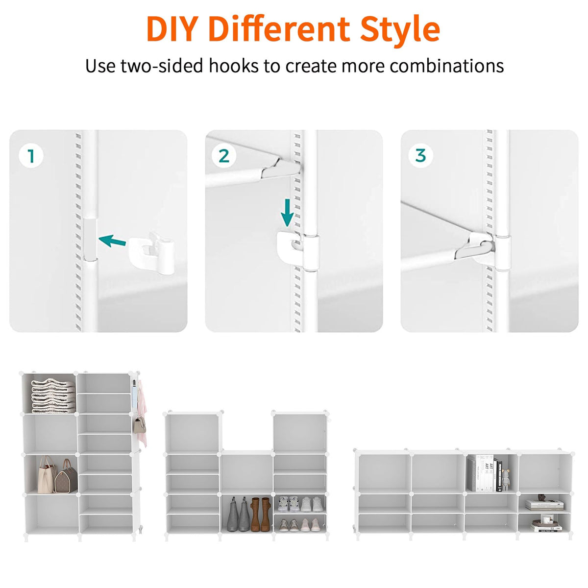 AWTATOS 6 Cube Closet Organizer Storage Shelves Portable Clothes Organizers and Storage Stackable Cubby Shelving for Closet Bedroom Living Room Office White
