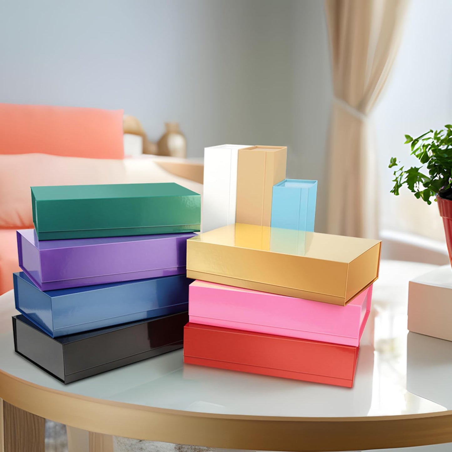 PACKHOME Mother's Day Extra Large Gift Box 17.5x11.3x4.3 Inches, Sturdy Shirt Box with Magnetic Lid for Clothes and Large Gifts (Glossy White)