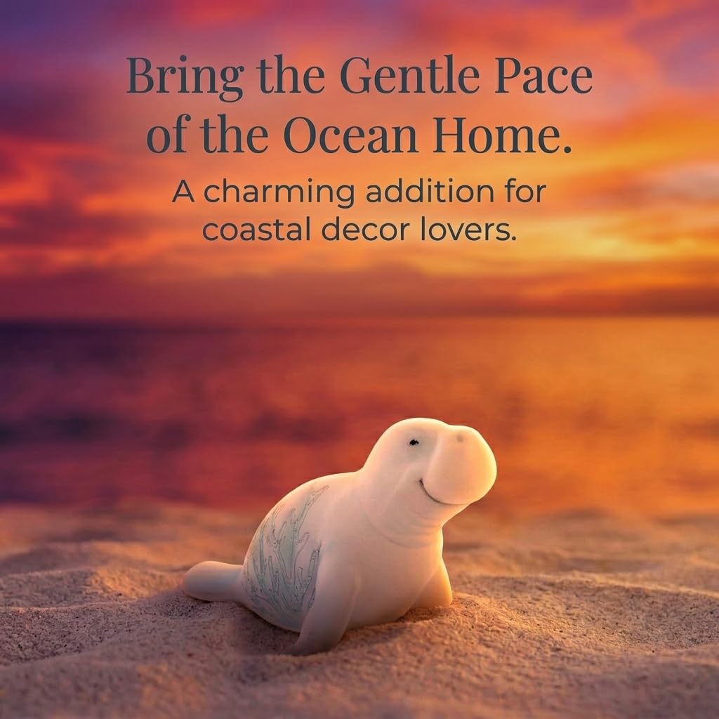 The Bridge Collection Manatee Figurine Coastal Decor Accent – Ocean Sea Life Statue for Beach House Shelf Or Bathroom Display – Nautical Marine Animal Home Decor