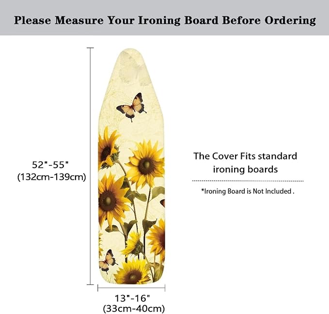Sunflower Butterfly Ironing Board Cover and Pad- 52" x 13" Iron Board Cover