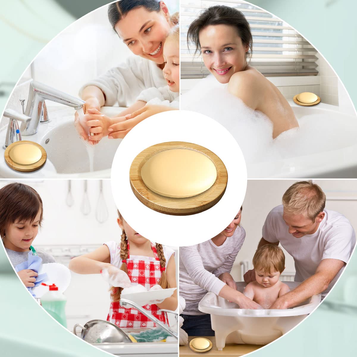 12 Pcs Bamboo Soap Dishes, Wooden Soap Tray Soap Holder, Shampoo Bar Holder Bar Soap Holder for Bathroom, Kitchen (Round)