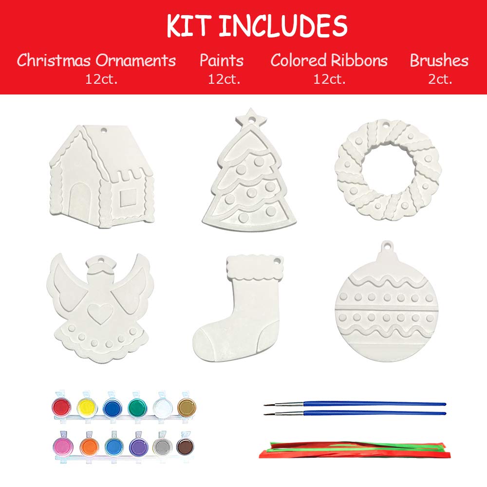Christmas Crafts for Kids - DIY Christmas Tree Decorations Resin Ornaments Kits (Includes Paints Brushes) - Stocking Stuffers DIY Xmas Ornaments for Kids Toddlers Girls Boys Ages 3-5 4-8 8-12