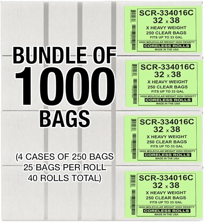 Aluf Plastics 33 Gallon Trash Bags Source Reduction Series Value High Density