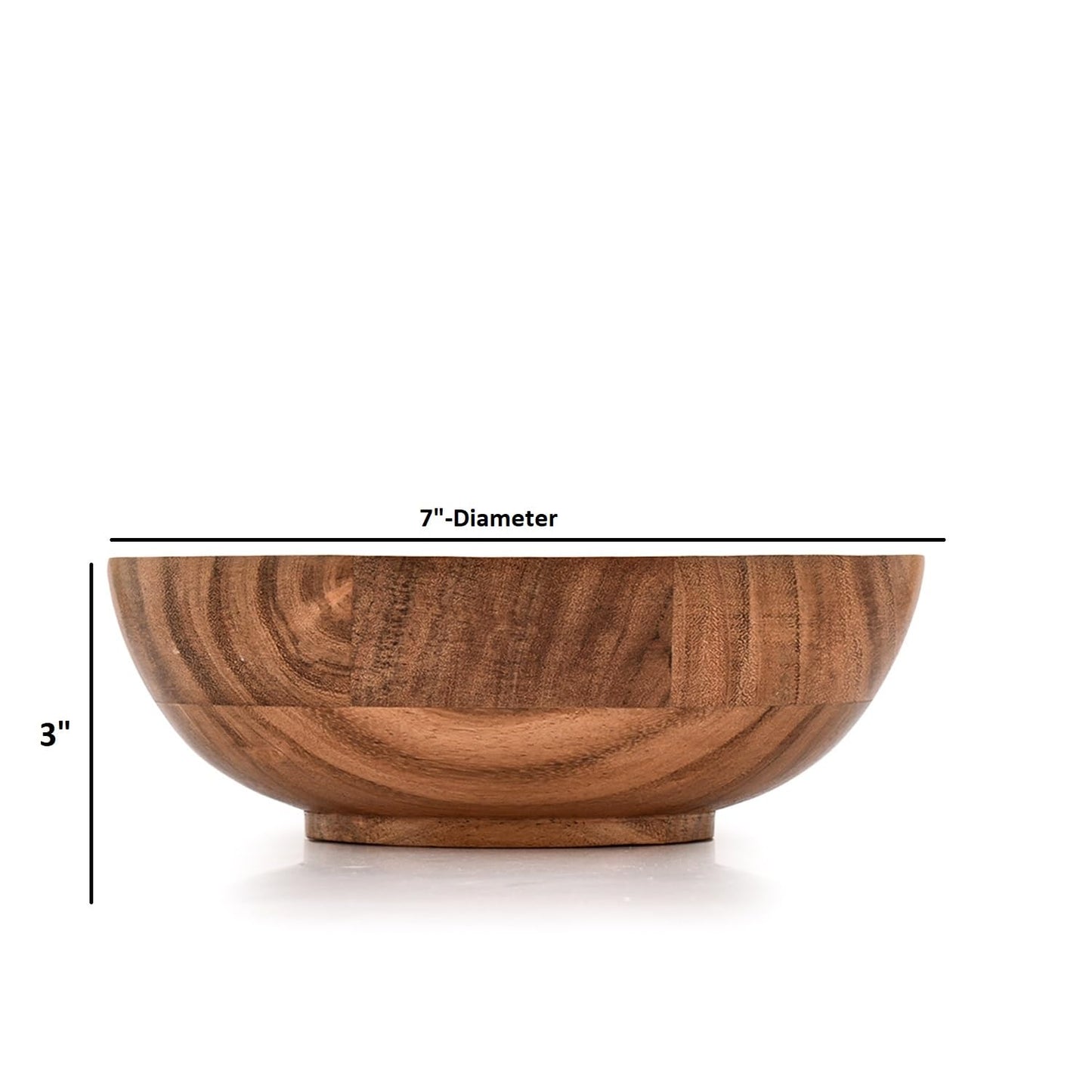 Kaizen Casa Decorative Wooden Bowl for Living Room Decor – Hand Carved Acacia Wood Bowl, Centerpiece Accent, Rustic Coffee Table Decor, Entryway Table Decoration (7" X 7" X 3")
