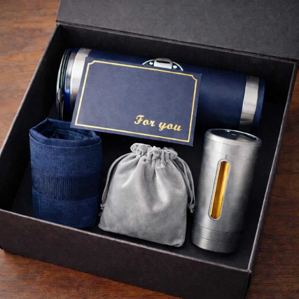 Fairly Dunn Luxury Dad Gift Box with Deep Tissue Massage Gun – Ultimate 7-Piece Birthday Set Includes 20oz Tumbler, Toiletry Bag & Grooming Kit – Premium Father’s Day Gift Basket