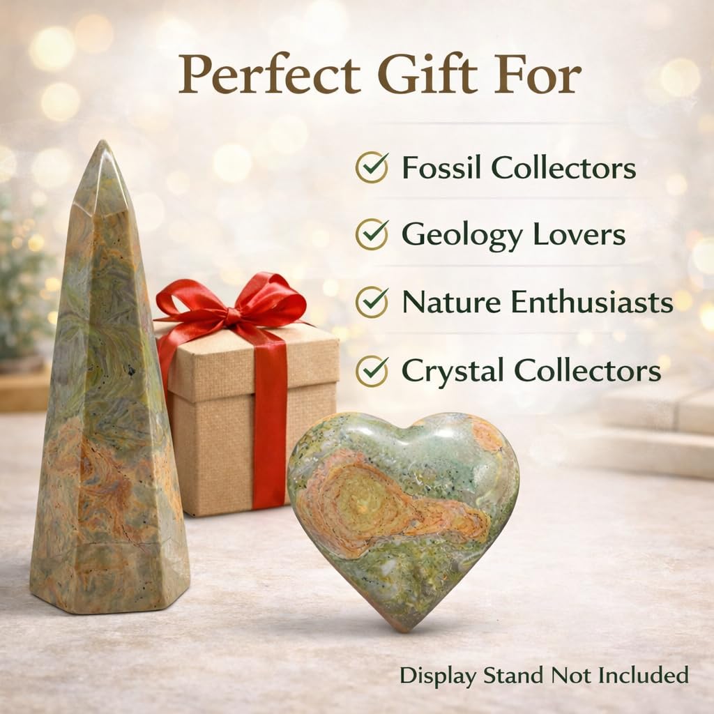 Crystal Healing Nature Stromatolite Fossil Gemstone, 1.8 Billion Year Old Natural Algae Ancient Stone, Obelisk Tower-Shaped Crystal, Natural Crystal Gifts for Altar Decor and Spiritual Protection.