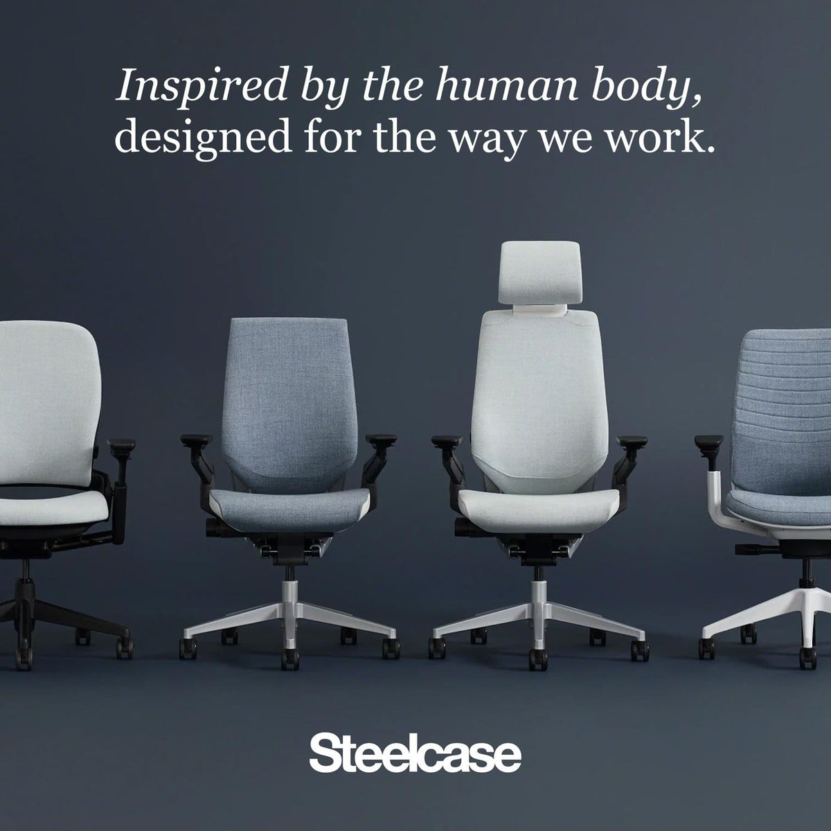 Steelcase Gesture Office Chair - Ergonomic Work Chair with Wheels for Carpet - Comfortable - Intuitive-to-Adjust for Desk - 360-Degree Arms - Graphite Gray Fabric