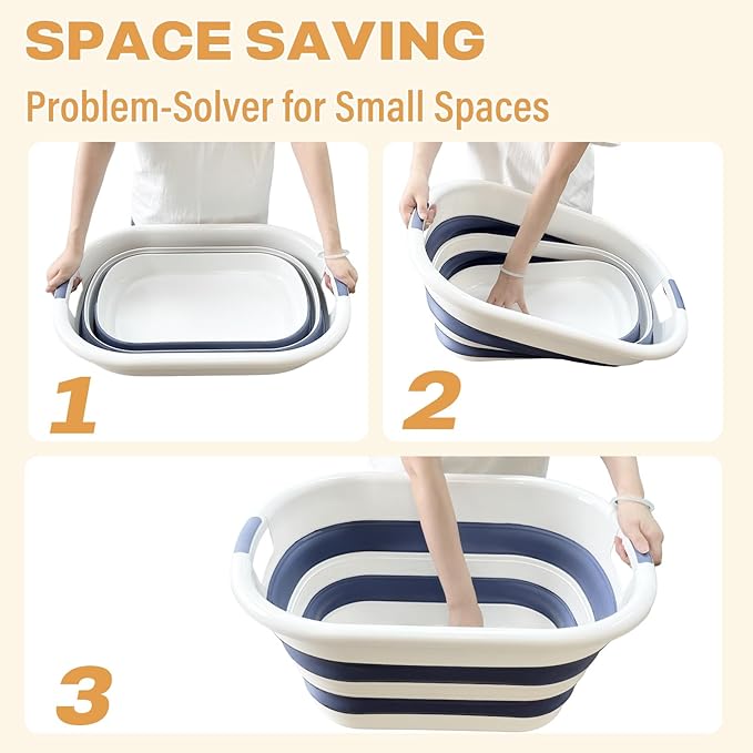 43L Collapsible Laundry Baskets plastic, Pop Up Laundry hamper/Storage Container