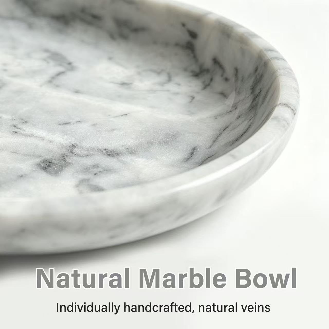 Marble Decorative Bowl,7.8" Elegant Modern Fruit Bowl for Kitchen Counter
