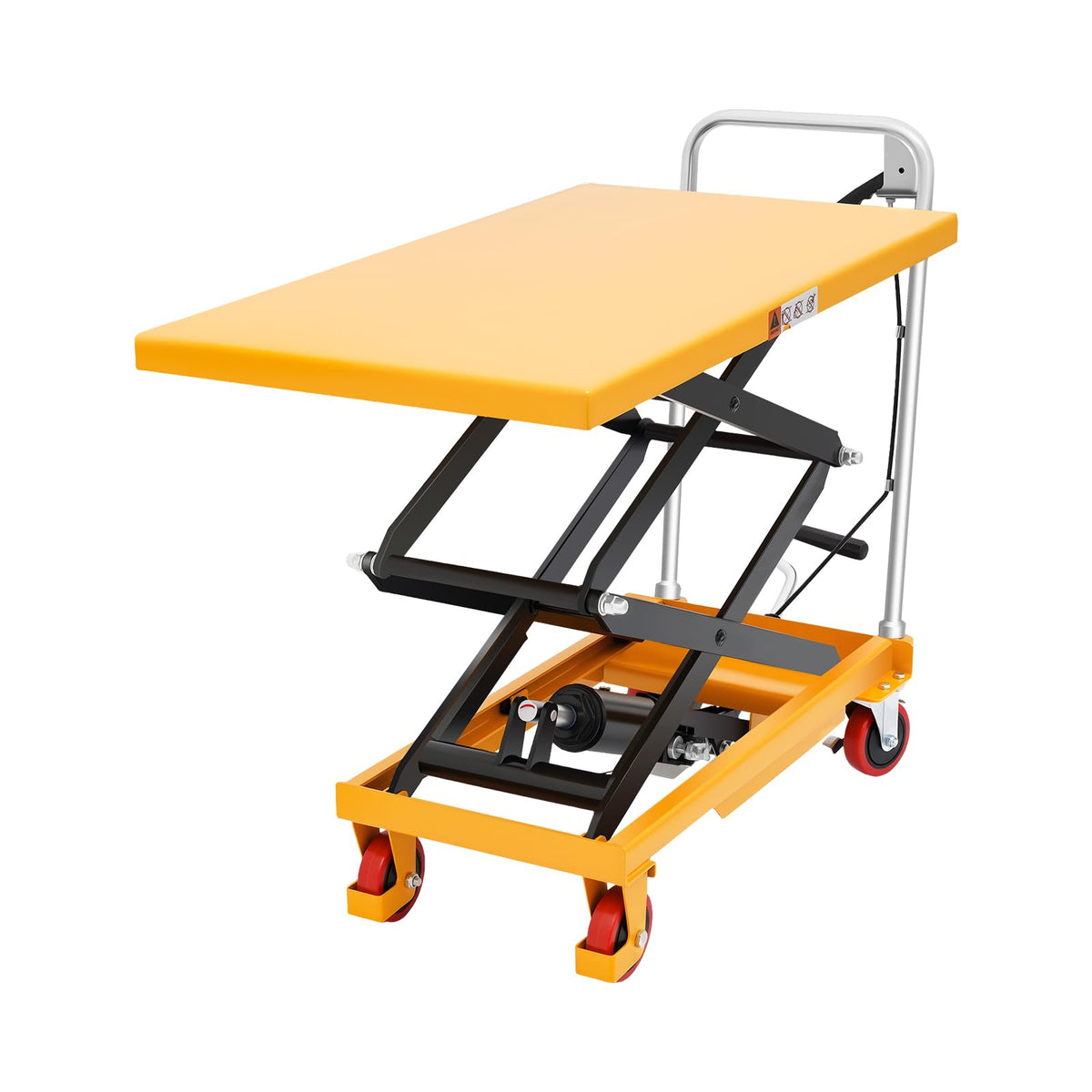 Hydraulic Lift Cart, 770 Lbs Capacity Single Scissor Hydraulic Lift Table, Manual Hydraulic Scissor Cart with Handle & Adjustable Height for Factories Warehouses Supermarkets