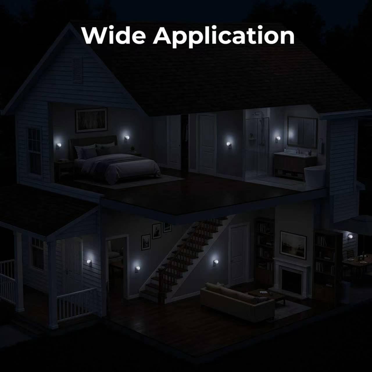 4-Pack LED Night Lights Plug in Wall, Crystal Acrylic Decorative Crown Design Nightlights with Dusk-to-Dawn Auto Sensor, 5000K Daylight 50LM, for Bedroom, Bathroom, Kids’ Room, Hallway, Living Room
