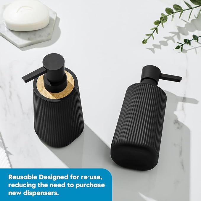 Small Soap Dispenser for Bathroom and Kitchen, Modern Farmhouse Striped Style
