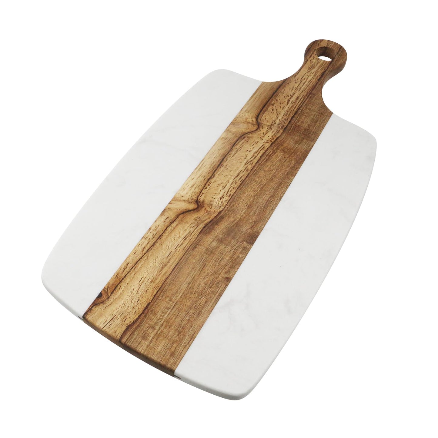 Nicerity Cutting Board with Marble and Natural Wood White Marble and Wood Charcuterie Board Cheese Board With Handle Serving (Type-3)