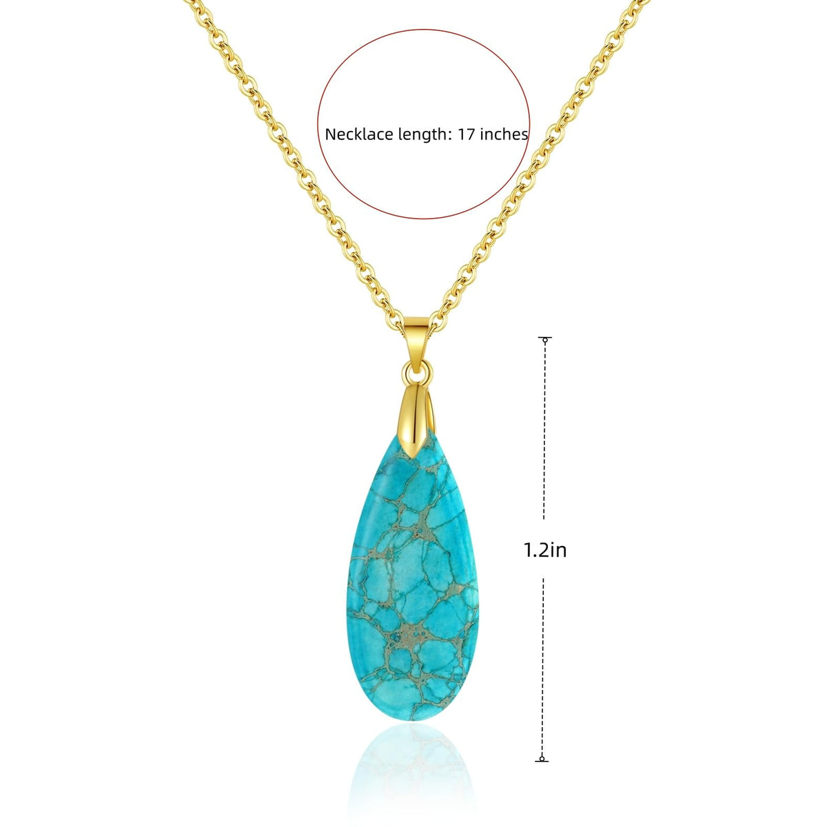Sriomu Natural Healing Stone Chain Necklaces for Women Teardrop Gemstone Pendant Statement Gold Necklace (Green - Gold)