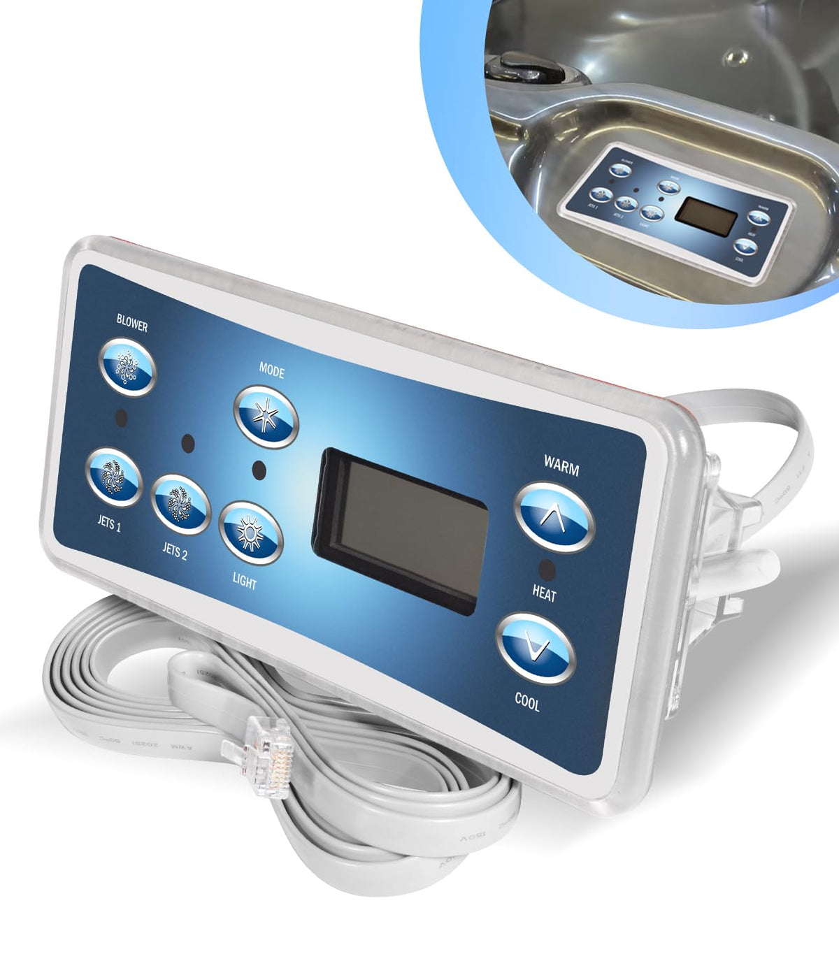 besttruck Replacement for Balboa 53189, VL701S Topside Control Panel with 7-Button, with Phone Plug Type Connector Conveniently Connects with VS510SZ and VS520SZ SPA Controllers