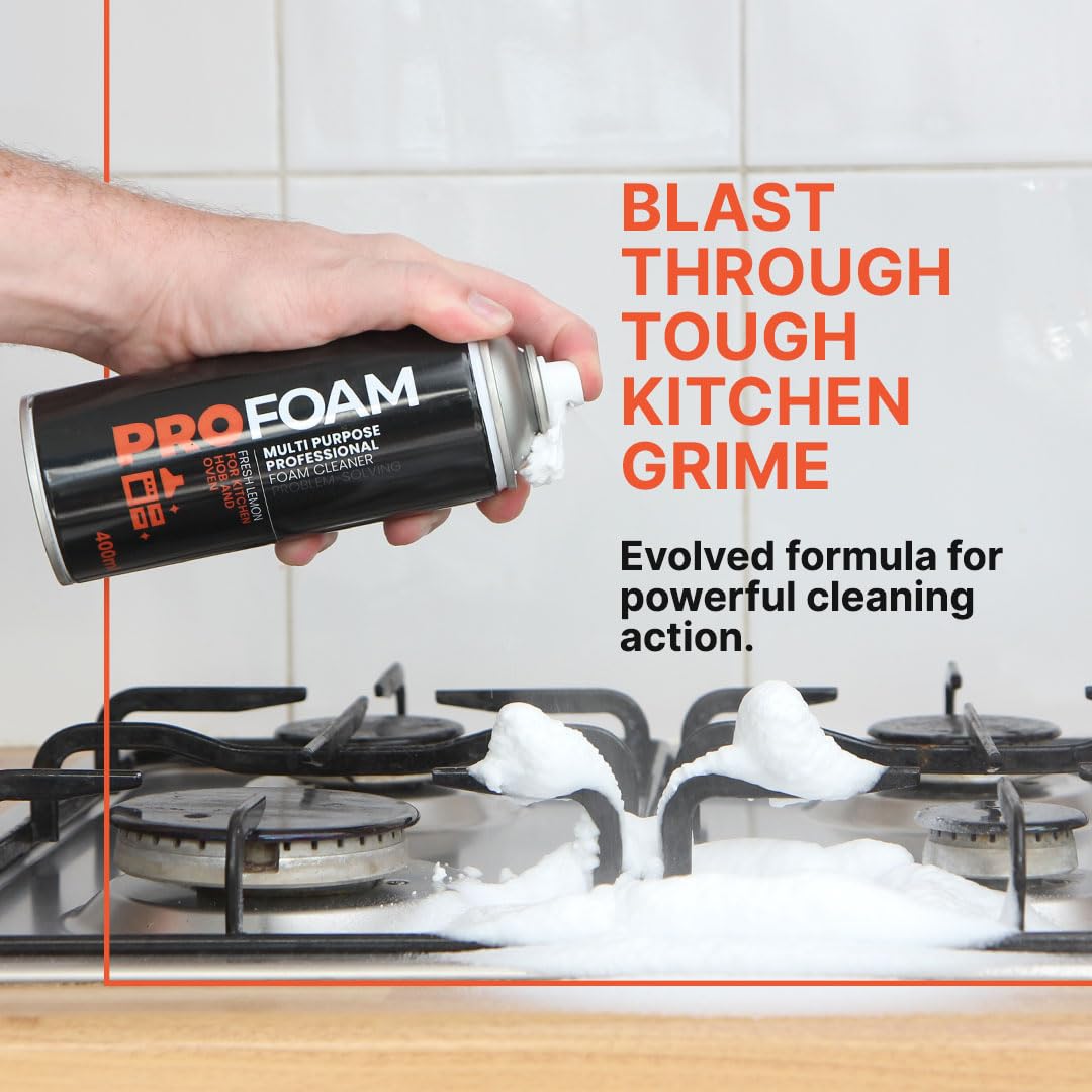 Profoam Oven, Grill & Barbecue Cleaner, Heavy Duty Oven Cleaner & Degreaser, Removes Baked On Food and Burnt-In Grease Fast, (400ml) Foam Spray, Made In The UK