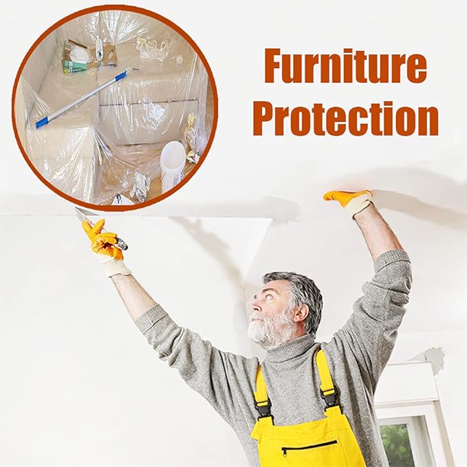 10 Pieces Plastic Drop Sheets for Painting, Waterproof and Dust-Proof Clear