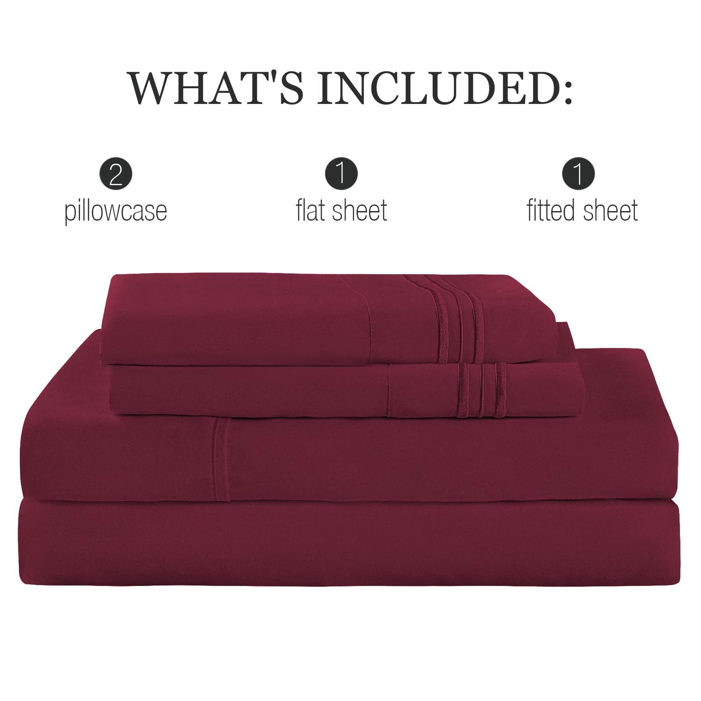 Yibeizi King Size Sheets Set Cooling Deep Pocket Bed Sheet Sets, Red Soft Microfiber Oeko-Tex Hypoallergenic Sheets & Pillowcases Wrinkle Free Bedsheets