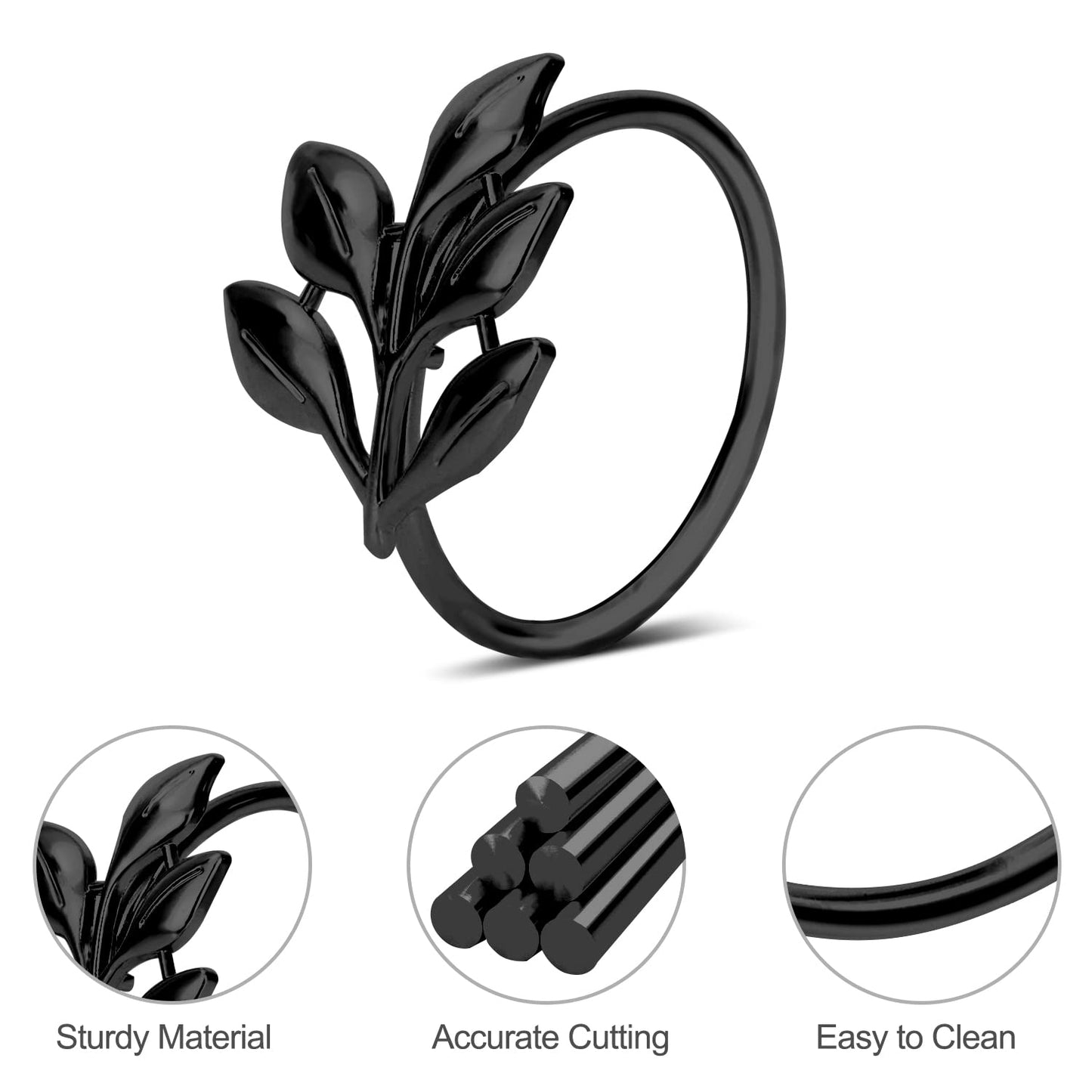 KPOSIYA Napkin Rings Set of 20 Hollow Cut Metal Napkin Holder Dinning Table Setting for Wedding Party Banquet Christmas Dinner Delicate Serviette Buckles Decor (Ye Zi-Black 20