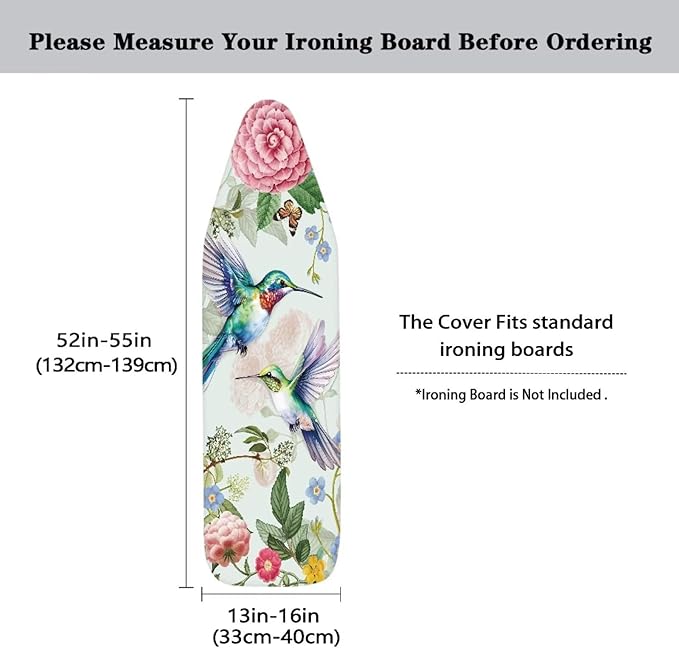Floral Hummingbird Ironing Board Covers Standard Stylish Washable Ironing Board