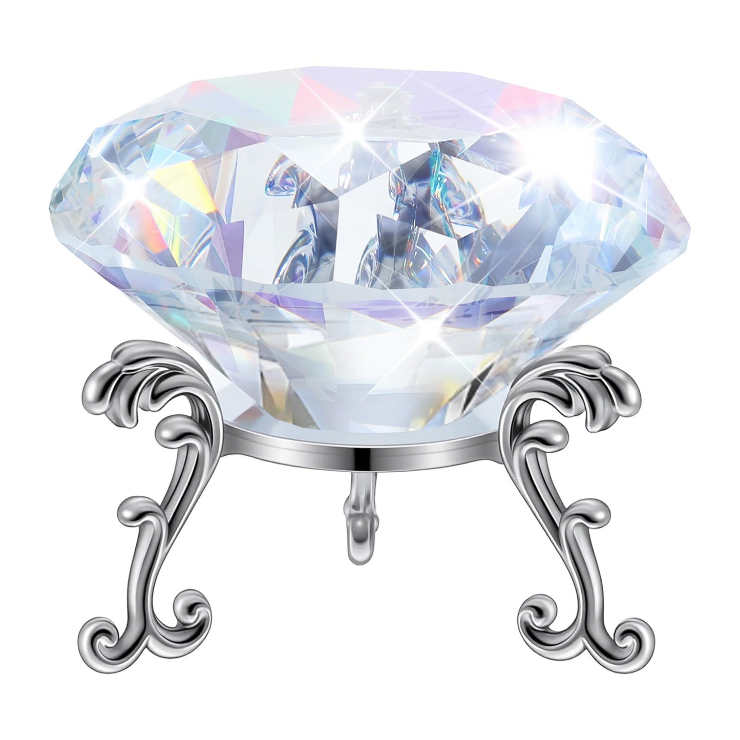 4 Pcs 60mm(2.36 in) Large Crystal Diamond Paperweight with Stand Jewels Wedding Decorations Centerpieces Home Decor, 60mm, Clear