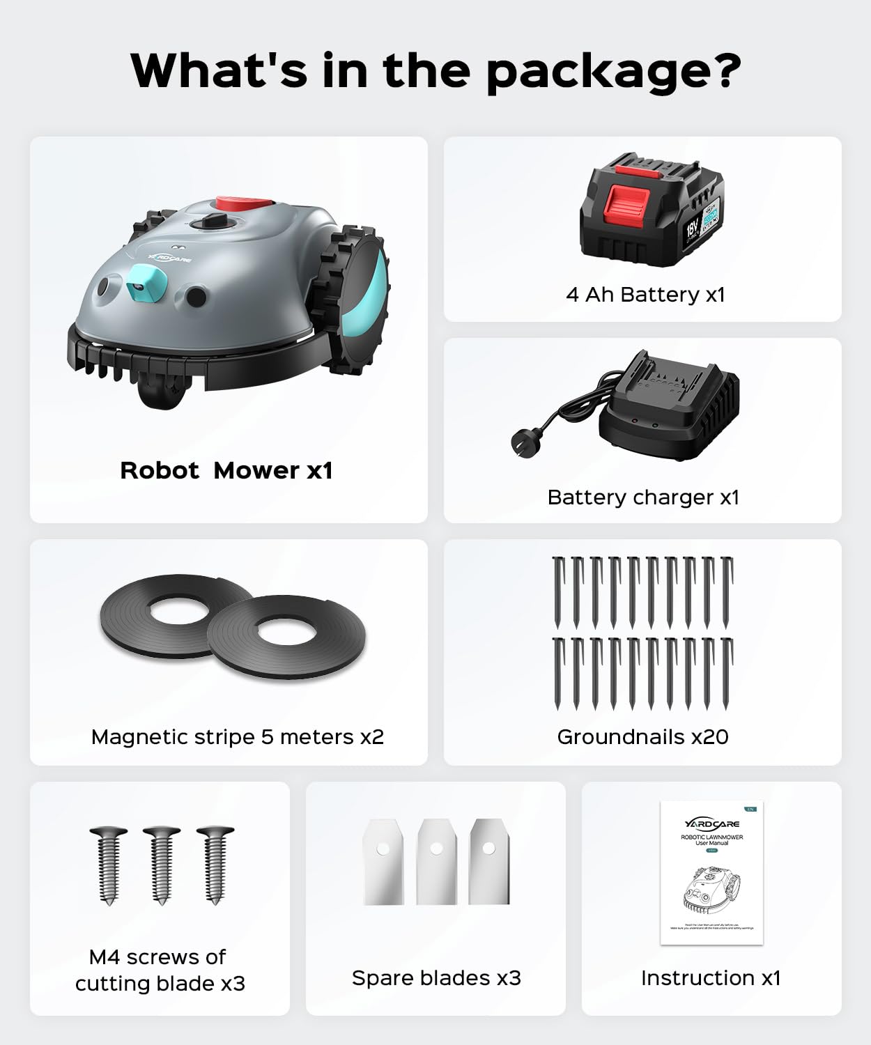 2026 New YARDCARE V100 Smart Lawn Mower Robot, Visual Navigation Obstacle Avoidance Lawn Mower Robot with Adjustable Cutting Height & Low Noise Operation for Lawn Up to 1600 Sq.Ft