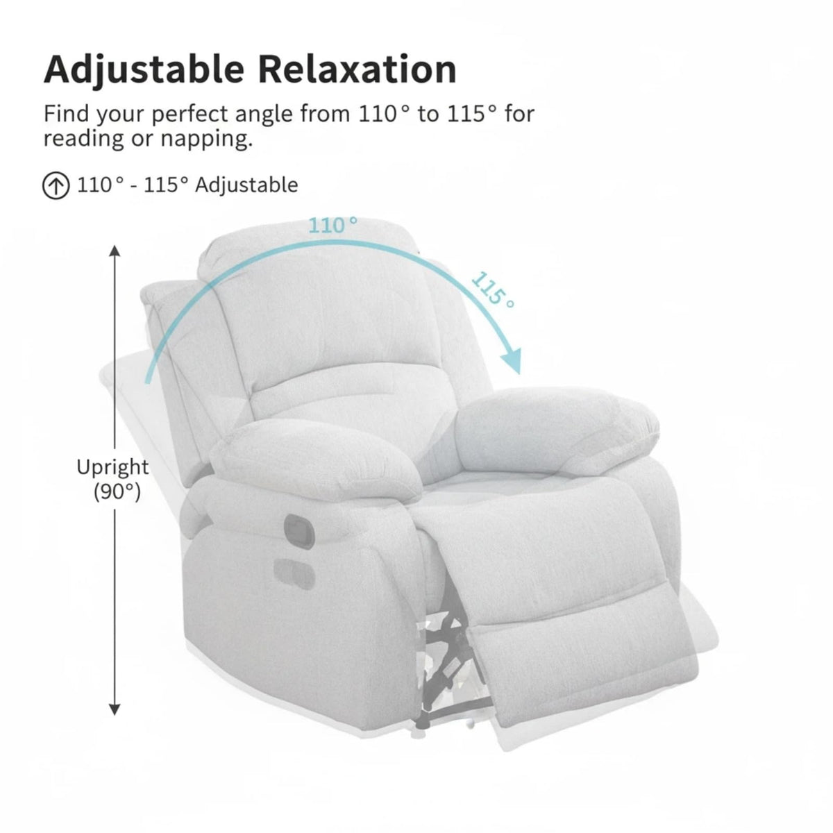 Trygoal Manual Recliner Sofa Set, Linen Reclining Couch with Storage Console, Cup Holders and Convertible Coffee Table, Adjustable Backrest Recliner Couch for Home Theater, Apartment, White Grey