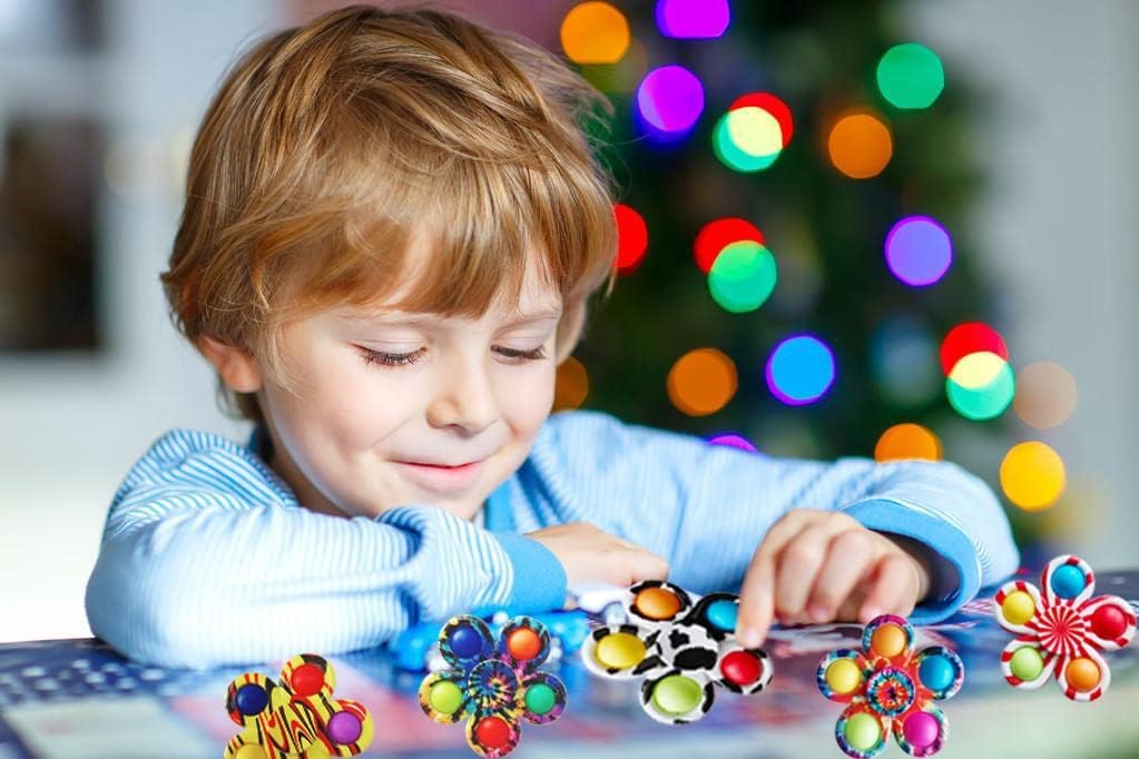 12 PCS Pop Bubble Fidget Spinners for Party Favors, Fidget Toys Bulk for Classroom Prizes, Christmas Valentines Gifts Halloween Goodie Bag Fillers, Stocking Stuffers for Kids