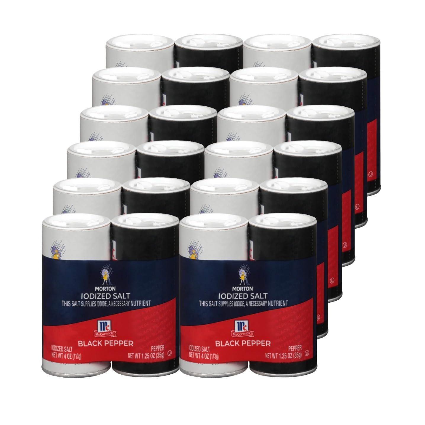Morton McCormick Iodized Salt and Pepper Shaker Set, 5.25 Ounce (Pack of 12)