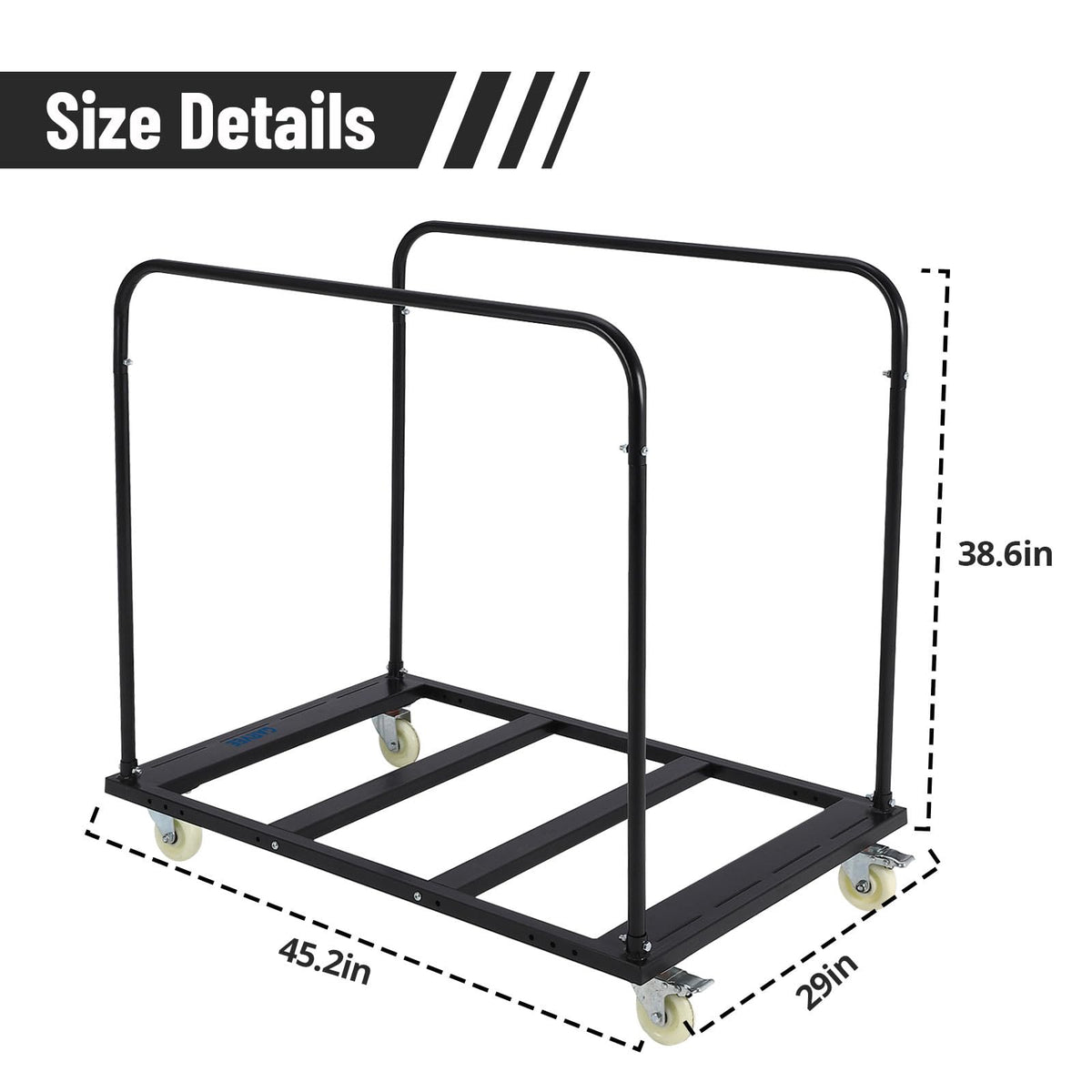 Garvee Folding Table Cart Rack, 1500 LBS Panel Dolly Cart with 5 in Swivel Casters, 10 Table Capacity, Heavy-Duty Drywall Sheet Cart, Handling Wall Panel, Sheetrock, Lumber for Garage, Home, Warehouse