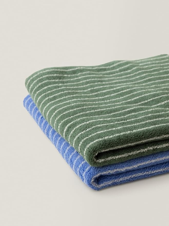 WENSHUO Frosted Pines-Striped Pure Cotton Bath Towel, 100% Combed Cotton