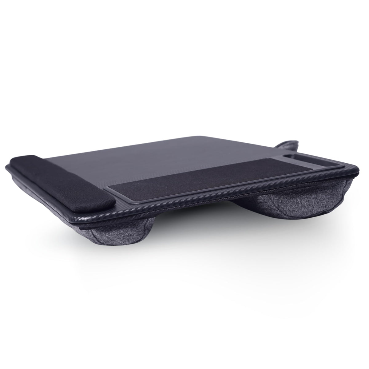 Lap Desks for Adults, Home Office Black Carbon Laptop Lap Desk Stand with Wrist Rest, Mouse Pad & Phone Holder, Cushioned Lap Tray Laptop Stand for Bed & Couch, Fits up to 15.6 Inch Laptops