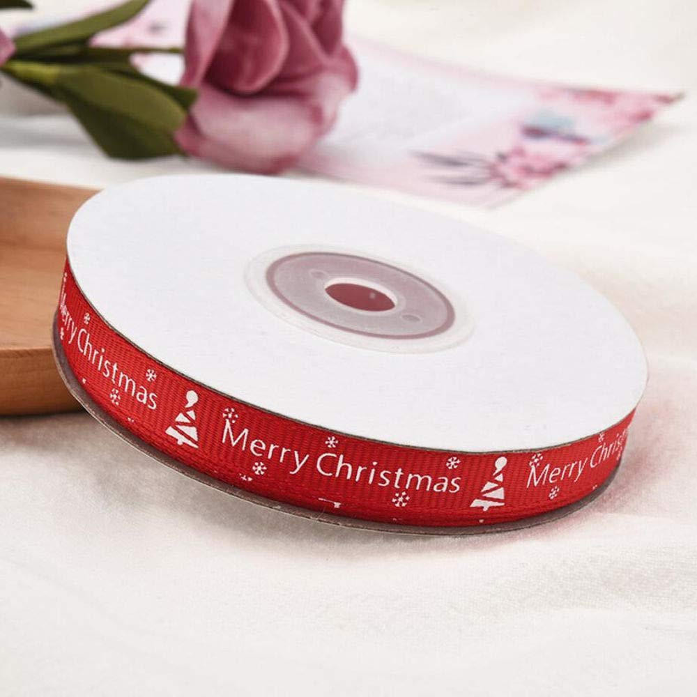 60 Yards 3/8" Wide Christmas Ribbon for Gifts Package Wrapping, Hair Bow Clip Accessory Making, Holiday Christmas Grosgrain Ribbon Set, Winter Season Festival DIY Crafts Decor (6 Rolls)