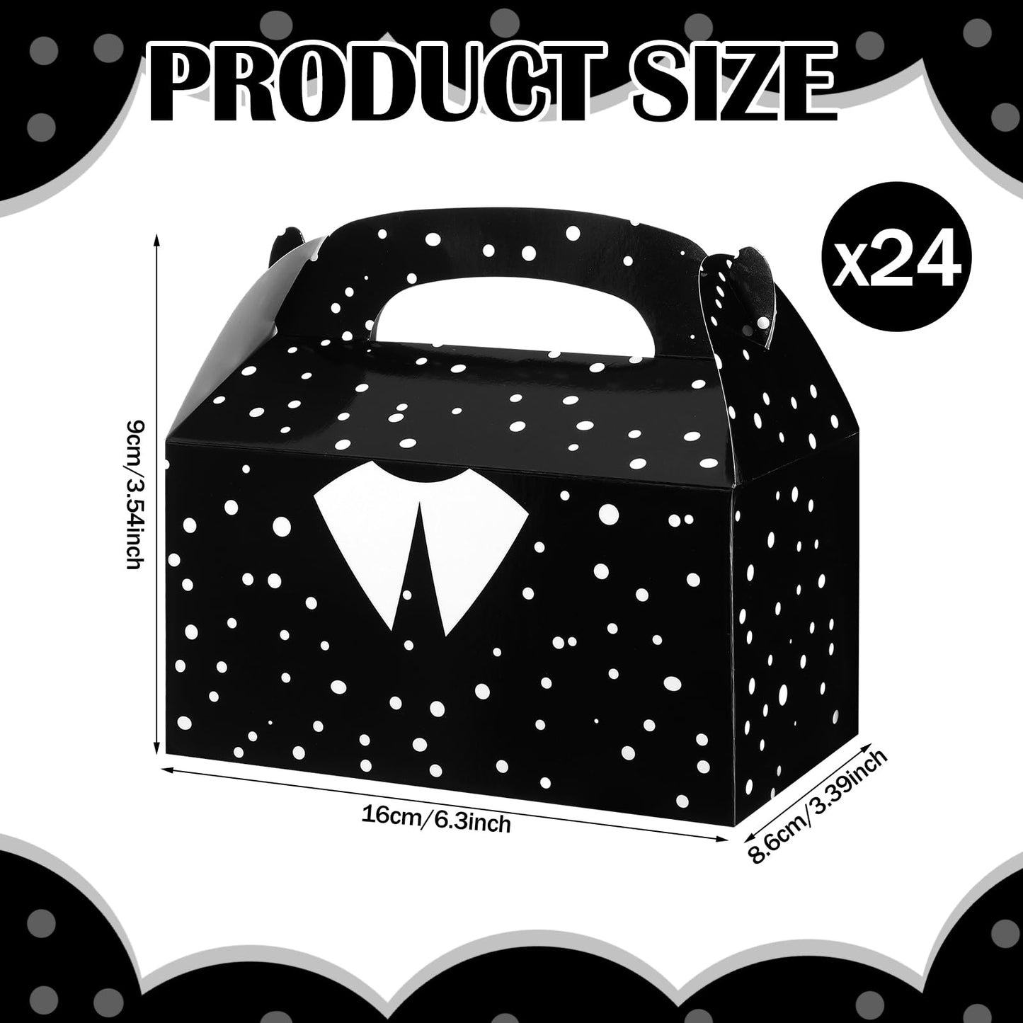 Gilprop 24 Pcs Gothic Party Favors Bulk Gothic Treat Box with Handles Black and White Birthday Party Favor Goodie Gift Boxes for Goth Spooky Themed Celebration Birthday Supplies