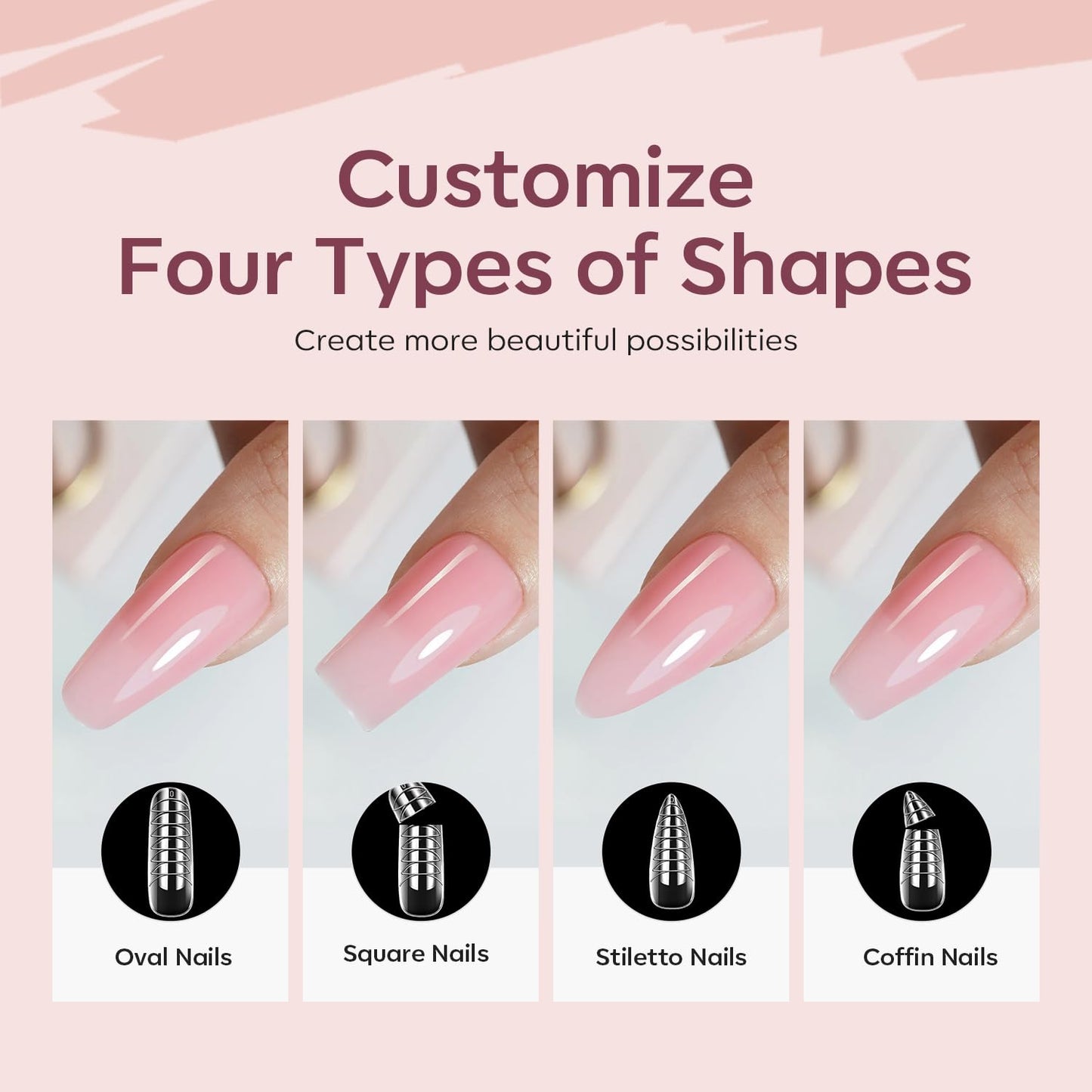 modelones Poly Gel Nail Kit 6 Colors with 8 W Nail Lamp Extension Gel Kit Jelly Milky White Pink Nude Complete Tools Beginner Thickening Solutions DIY at Home for Women