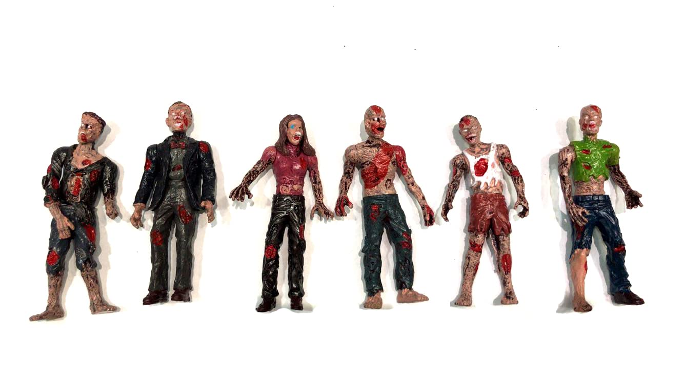 PowerTRC Toy Zombie Action Figures with Movable and Detachable Joints | Mini Zombie Figurines | Great for Presents, Decoration, and Party Favors | Pack of 6, 4 Inches Tall Zombies