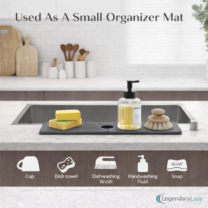 Diatomite Faucet Mat for Kitchen Sink, Fast Dry Stone Sink Splash Guard