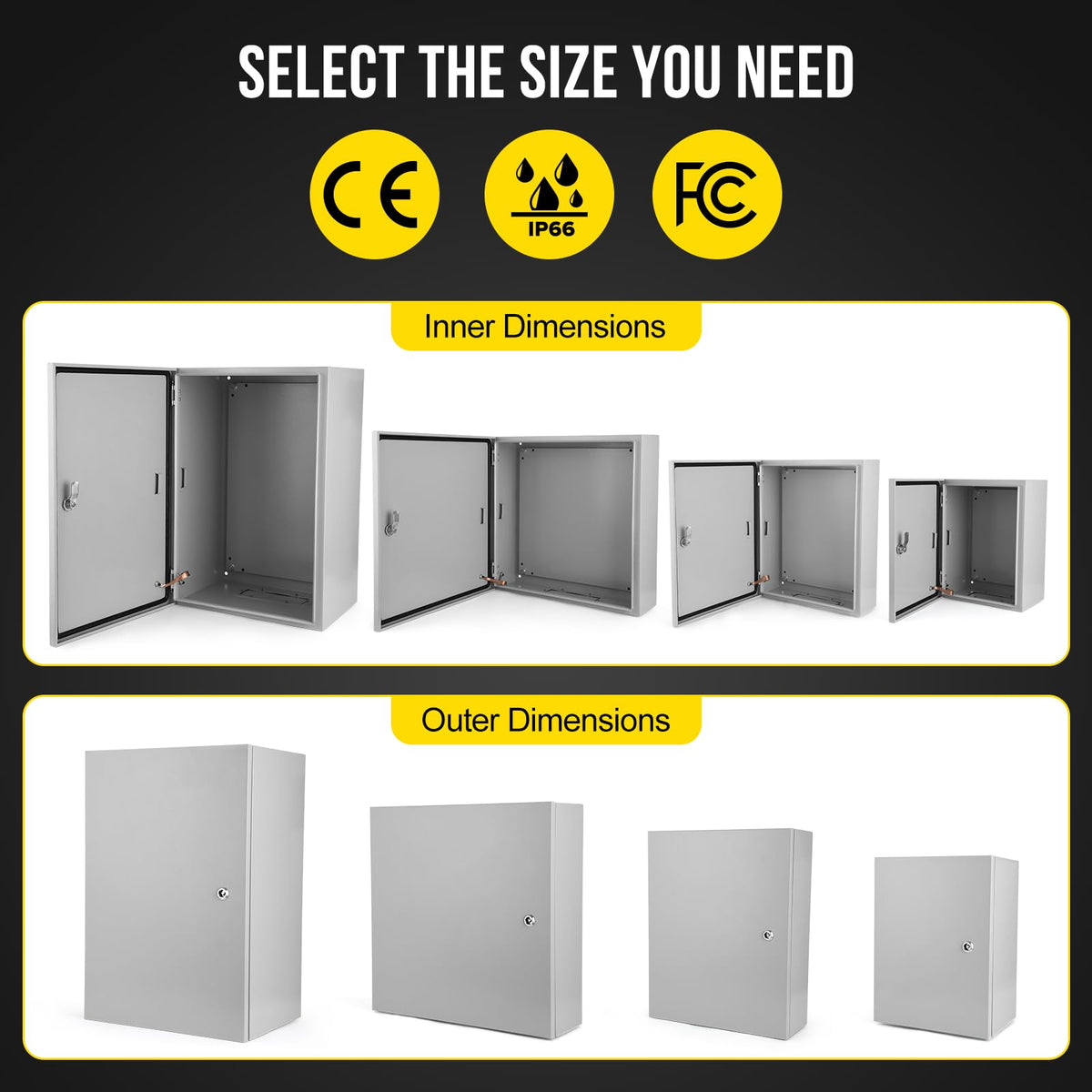 Electrical Box, 24x24x8 NEMA 4X Steel Electrical Box, IP66 Waterproof & Dustproof, Outdoor/Indoor Electrical Junction Box, Lockable Junction Box