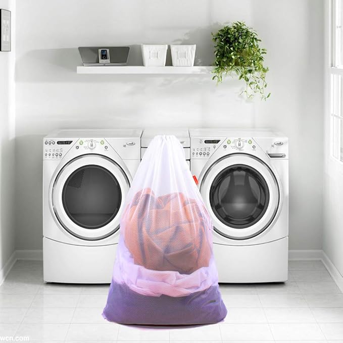 2 Pack Mesh Laundry Bags, 24 x 36 Inches Heavy Duty Drawstring Bag, Travel and