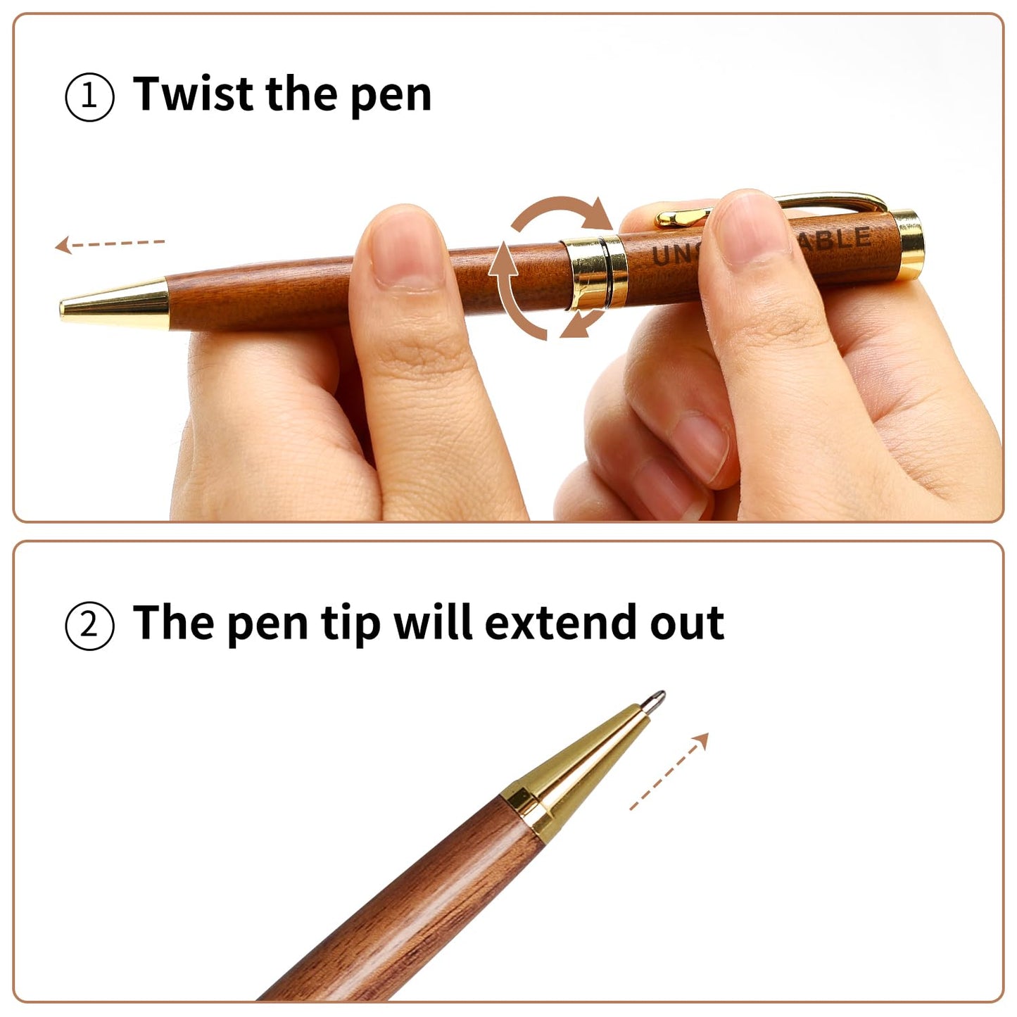 Renawe Fancy Wooden Pens Set with Box Congratulations Gifts for Women Men New Job Promotion Gift for Coworkers Boss Lady Office Business Pen Nice Positive Writing Pens Journaling Luxury Engraved Pens
