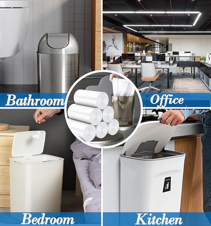 4 Gallon 350pcs small Trash Bags Strong Clear Garbage Bags, Bathroom Trash Can