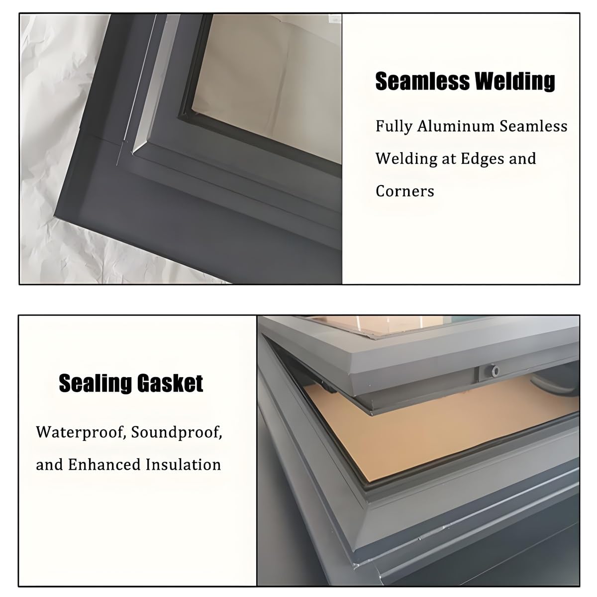 Auoriflex Skylight Windows for House Roof with Double Layer Tempered Glass, Roof Lighting Well Window for Indoor Attic, Aluminium Window Cover for Garage/Basement/Loft/Dark Room(27x14)