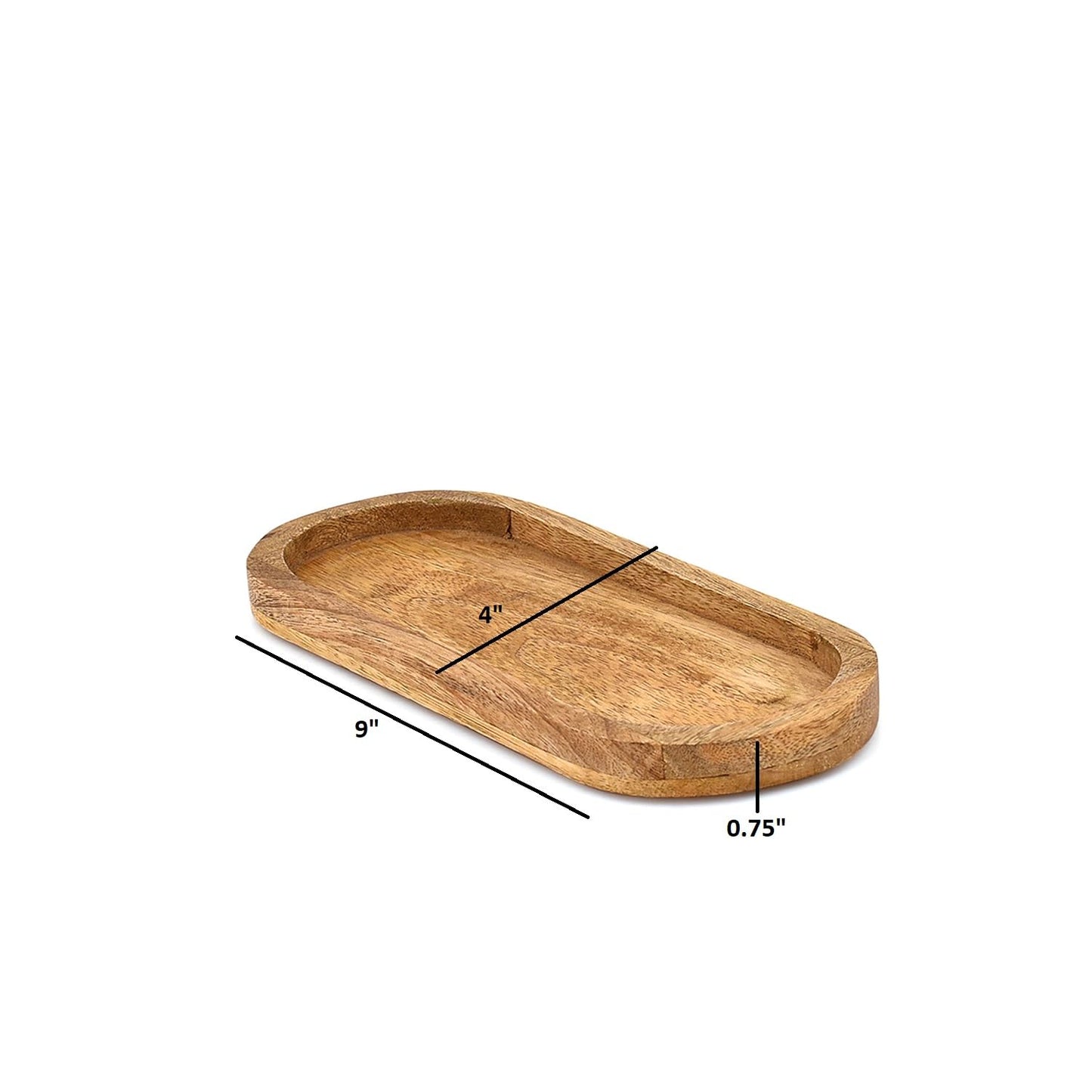 Kimona Platters Mango Wood Set of 3 Elegant Platters for Home Décor Cheese Board for Food, Bathroom, Home Décor (9" X 4" X 0.75")