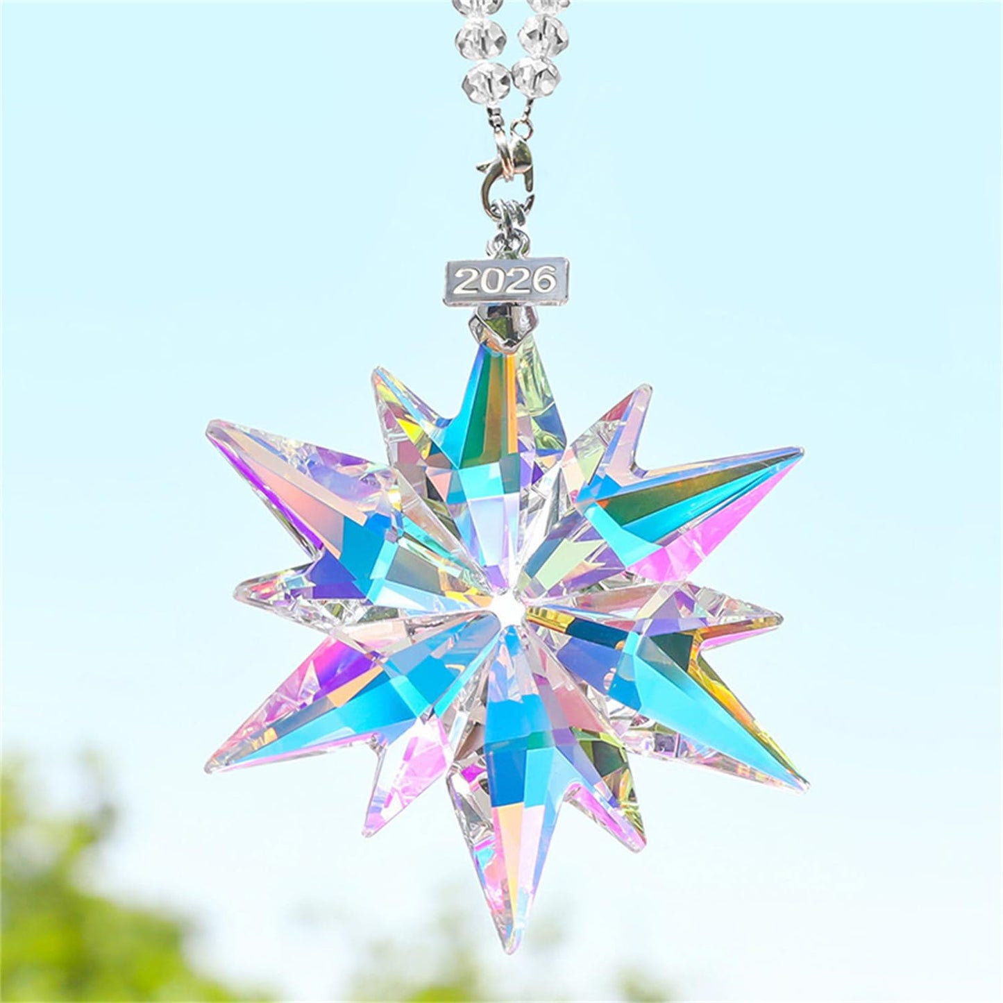 Crystal Snowflake Ornaments for 4th of July Decorations - Friend Gifts for Women & Men-Hanging Glass Ornament Gifts
